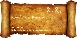 Kovács Kende névjegykártya